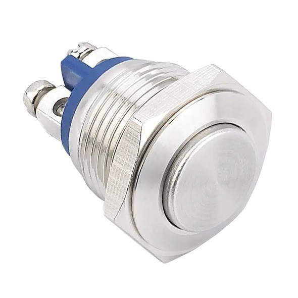 Stainless steel metal button GQ16-10/S waterproof inching self resetting switch opening 16mm high flat head