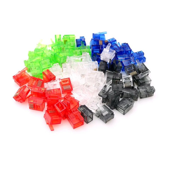 50PCS/lot RJ11 RJ12 Connector 6P6C Right Buckle Cable Plug DIY EV3 NXT Cable Plug Crystal Head