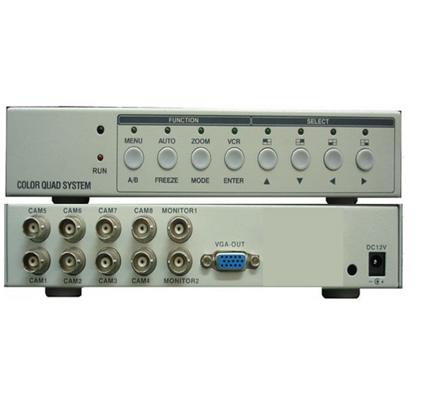 8CH Video Quad Processor Splitter with VGA Output For CCTV System