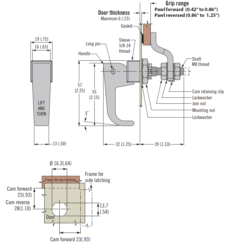 Southco: 62-10-32 Compression Latch, Lift & Turn, Small Size, Zinc