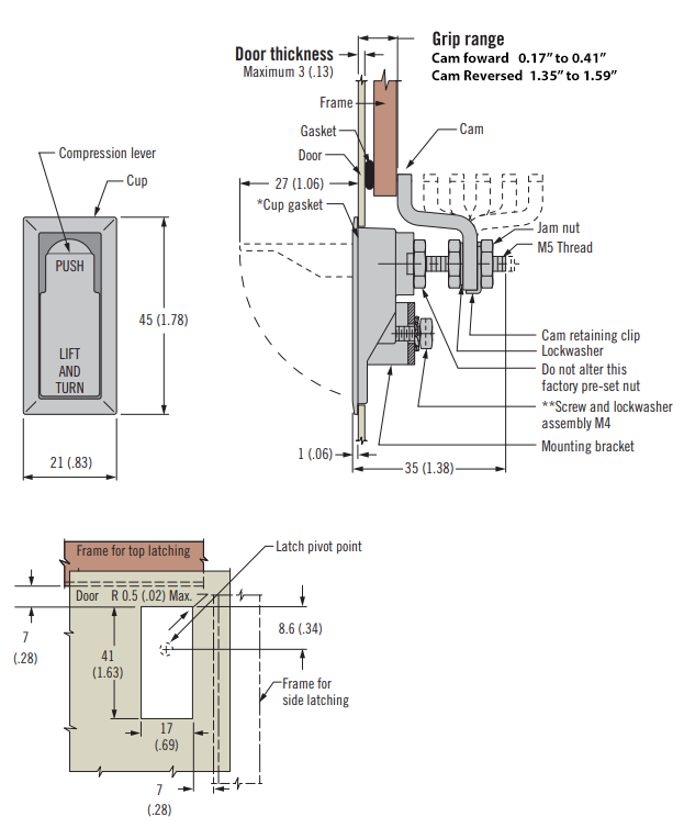 Southco: 62-70-11 Compression Latch, Lift & Turn, Small Size, Zinc