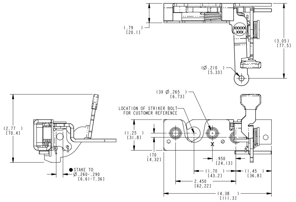 TriMark Compact Rotary Latch, Right Hand, Thin Nose Detail for