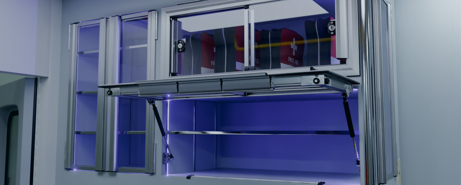 Lifedefender cabinets in ambulance