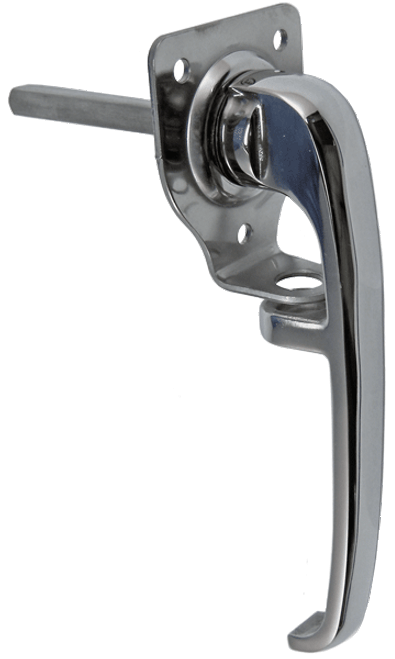 Surface Mounted Malleable Drop Handle For Padlock, 3/8 In.-16 Unc Threaded 3.25 In. L Shank, Blind Mount Escutcheon With (3) 1/4 In.-20 X .50 Mtg. Studs, Gasket, Stainless Steel Surface Mounted Malleable Drop Handle For Padlock, 3/8 In.-16 Unc Threaded 3.25 In. L Shank, Blind Mount Escutcheon With (3) 1/4 In.-20 X .50 Mtg. Studs, Gasket, Stainless Steel