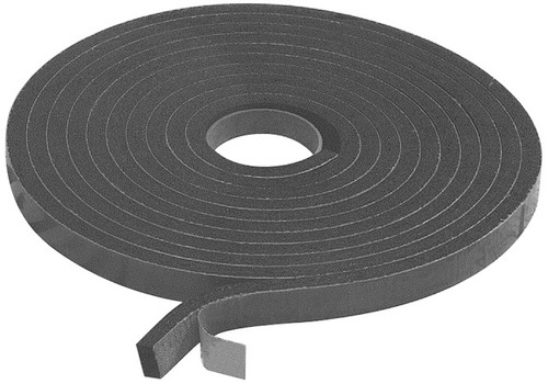 Gasket, Black 7# Density Pvc Foam With Pressure Sensitive Adhesive, 3/8 In. Thick X 5/8 In. W Per 30 Ft. Roll, Universal Type With Square Edges