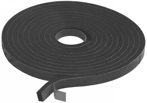 Sticker-Tite Rubber Gasket, Permanent, Self-Adhesive Sponge Rubber, Excellent Resistance To Chemicals, Meets Sci & Re Specifications, Universal Type With Square Edges, Max. Temp 130, Black, 3/8 In. Thick X 1 In. W Per 25 Ft. Roll