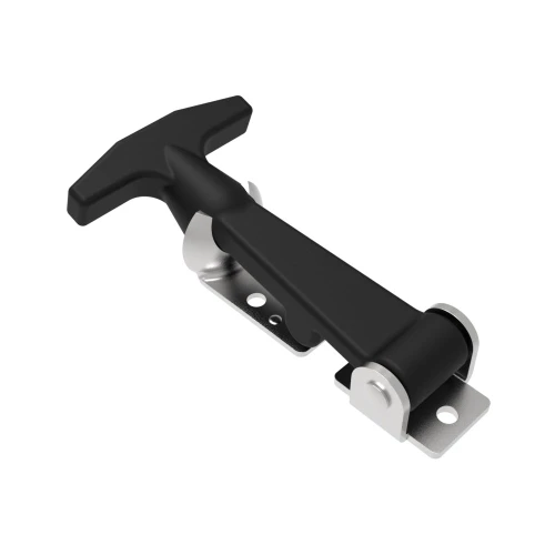 S 37-10-086-20 One-piece flexible handle latch, pull operation, rubber, stainless steel, front mount, F keeper style, 49N clamping force, install assembly with (4) .188 in. flat head rivets or #10 screws (not supplied), 86 series
