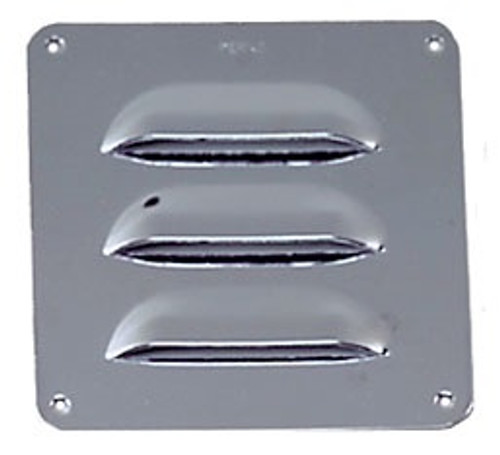 Louver Ventilator, 3"x3", Chrome Plated Brass, #4 R.H. Screw Size