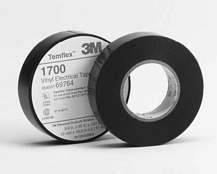 3M Tapes & Adhesives 3M Temflex Vinyl Electrical Tape 1700, 7 mil thickness, general purpose electrical tape, meets UL150 requirements, flame retardant, 3/4 in. x 60 ft. 3M 54007-697640 |Austin Hardware
