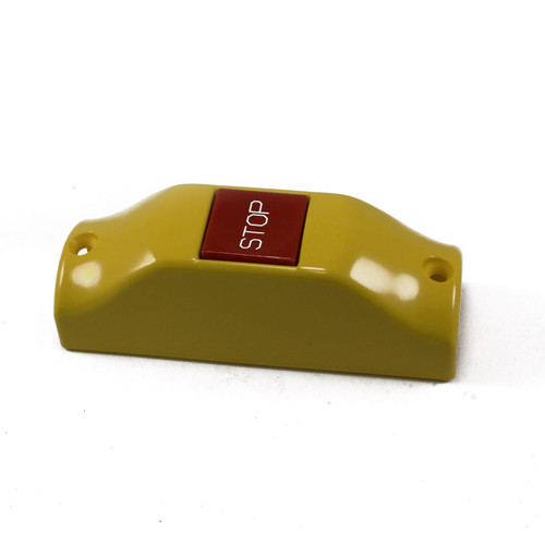 Bell push, smooth surface, for 34-30 mm dia handrails, yellow housing, red push button, "stop" symbol 5710405 |Austin Hardware
