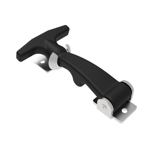 One-piece flexible handle latch, pull operation, rubber, stainless steel, front mount, R keeper style, 39N clamping force, install assembly with (4) .141 in. flat head rivets or #5 screws (not supplied), 71 series