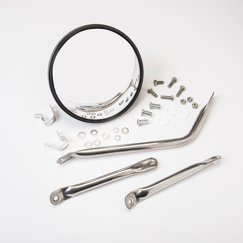 8.5 in. wide view convex mirror and bracket, stainless steel, for rear crossview on straight van chassis applications (dodge and older gm and ford vans)