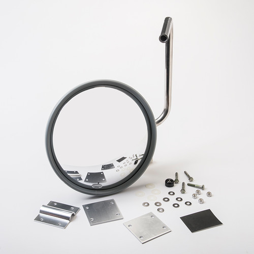 K-10 (10 in.) eyeball mirror and bracket, stainless steel, rear panel standard mount on walk-in van bodies