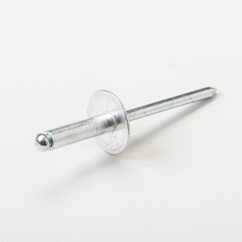 Blind Rivet, Open End, Aluminum Body, Steel Mandrel, Large Flange, 3/16 In. Diameter, .376-.500 In. Grip Range