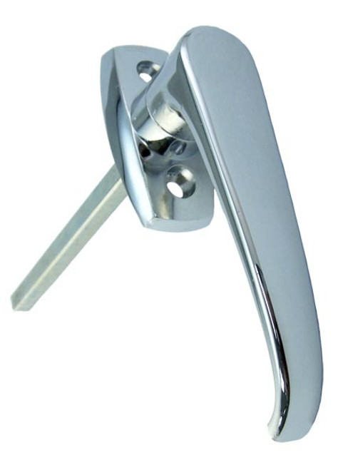 Non-Locking L-Handle, Bright Chrome.  Open Fixing, 1.5 In. Center To Center.