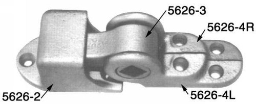 Pivot bracket, bottom center, gray powder coat, reversible for RH and LH doors, Holdtite Door Lock Assemblies for use on single or double doors or end gates