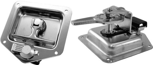 Folding T-Handle, Key-Locking, (4) .2 In. Dia. Mtg. Holes on 3-7/8" x 3-5/16" Centers,  with Waterseal, Dust Cover and Gasket, Riveted, Stainless Steel,  Keyed 545