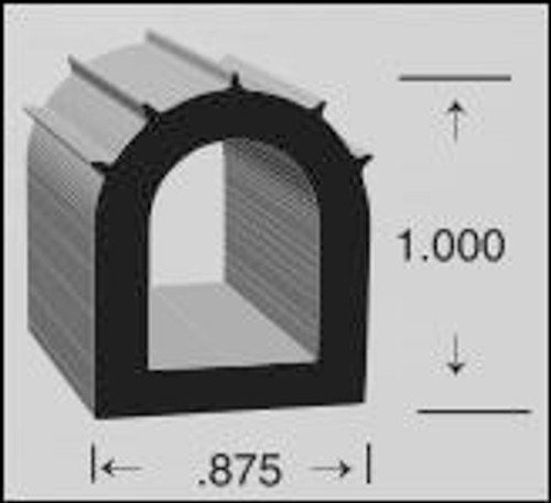 D-Shaped, Epdm Black Rubber With Ribs, 7/8 In. W X 1 In. H Overall