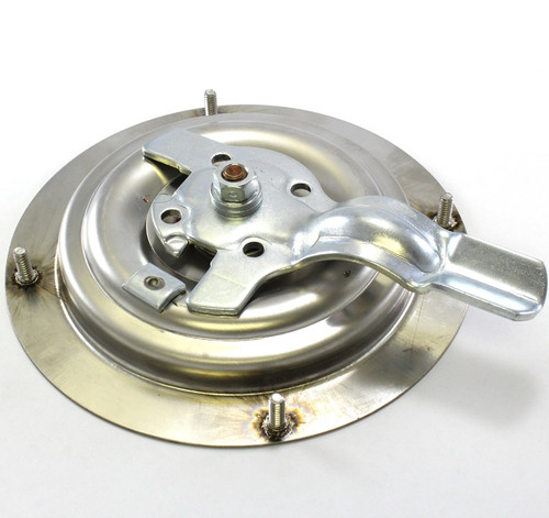 Hansen International Single Point Non-Locking D-Ring Latch, 6 1/8 In. Diameter, Cam Style, Polished Stainless Steel, Left Hand Application, (4) 10-24 X 1/2 In. Stainless Steel Mounting Studs For Blind Mounting ALH 101L SS LH BM |Austin Hardware