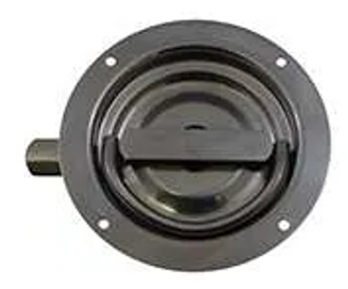 Flush, Single Point D-Ring Latch, 6-1/8 In. Dia., Non Key-Locking, Cam Style, Ss, Lh
