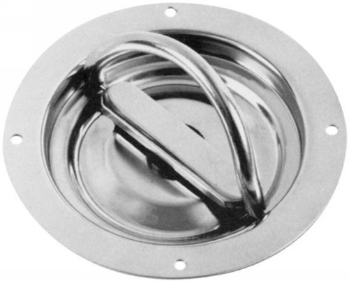 Flush, Single Point D-Ring Latch, 4-7/8 In. Dia., Non Key-Locking, Cam Style, Ss, Lh