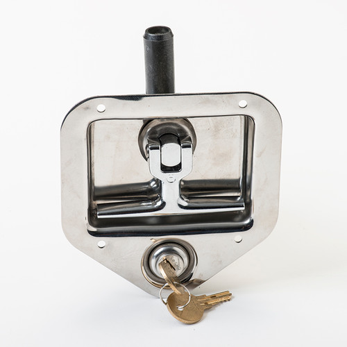Hansen International Folding T-Handle, With Adjustable Roller Pawl, Key-Locking, 4-7/8 In. X 4-3/4 In., (4) .2 In. Dia. Mtg. Holes On 3 In. X 3-3/16 In. Centers. Keyed 545 ALH 2711S SS |Austin Hardware