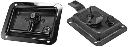 Folding T-Handle, Key-Locking, Three-Point Fixed Cam, 5-1/2 In. X 4-1/4 In., Lock Cylinder In Pan, (4) .2 In. Dia. Mtg. Holes, Ss, Rh, Keyed 545