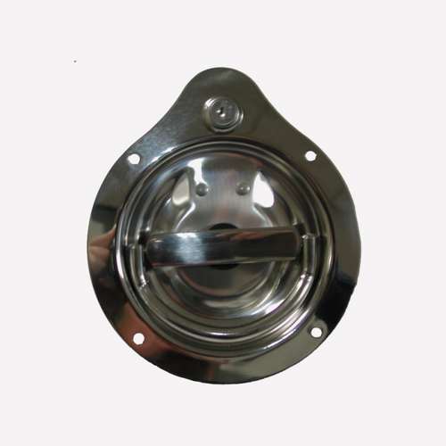 Flush, Single Point D-Ring Latch, 6-1/8 in. dia., Key-Locking, with 5/16 in. Square Shank, SS