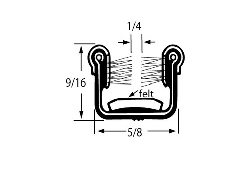 Unbeaded Channel With Steel Core 3c1, Flexible, Pile Lining, Rubber-Covered, For 1/4 In., 9/16 In. H X 5/8 In. W X 60 In. L
