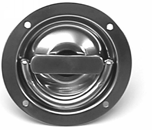 Flush D-Ring Handle, Small; Handle 4-7/8 In. Dia., Recess 1/2 In. Deep, Shank 3-1/8 In. L, 5/16 In.Square, Flange 1/2 In., Ss