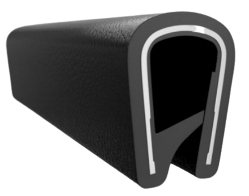 Quickedge Decorative Protective Trim With Metal Core, Black Basketweave, Pinch Top Single Lip Trim For 1/8 In. Edges, Grips Edges From .060 In. To .170 Thick (400 Ft. Full Carton Quantity)