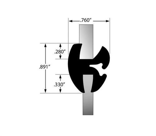 Self-Sealing Weatherstrip, As-1456 For Use With 1/4 In. Glass Panel And 3/16 In. Body Panel