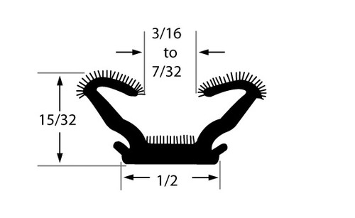 Cooper-Standard (StanPro) Unbeaded Channel As1340, Flexible, Flocked Lining, All-Rubber, For 3/16 In. To 7/32 In., 15/32 In. H X 1/2 In. W X 96 In. L AS 75000452 |Austin Hardware