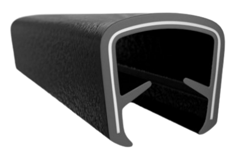 Quickedge Decorative Protective Trim With Metal Core, Black Sof-Tone, 1/2 In. Trim For 3/8 In. To 1/2 In. Edges, Grips Edges From .250 In. To .500 In. Thick (150 Ft. Full Carton Quantity)