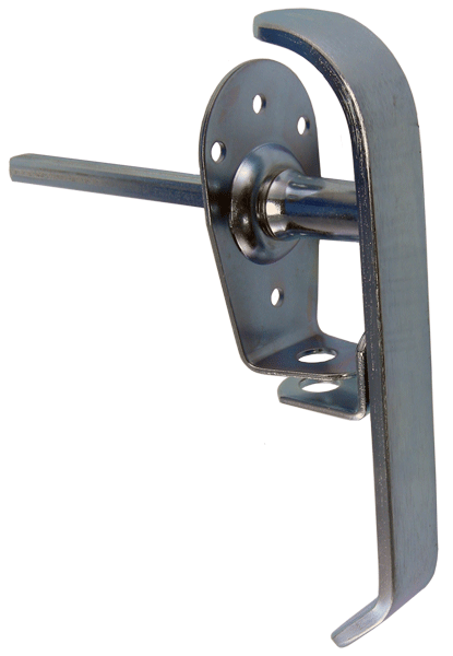 A.L. Hansen Padlockable L-Style Handle, Large Offset Handle For Heaviest Doors, Escutcheon Lip And Moveable Bar Have 15/32 In. Hole For Padlock, Handle Is 1/4 In. Thick X 1 In. W X 7 7/8 In. L, Escutcheon Has (4) Mounting Holes 7/32 In. Diameter, Steel Shank 5/1 ALH 73NS ZN |Austin Hardware