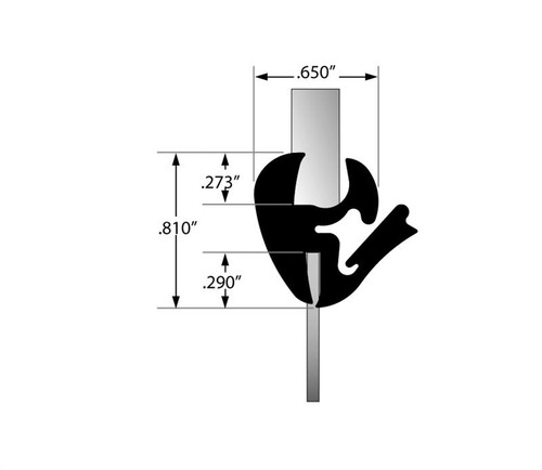 Self-Sealing Weatherstrip, As-990 For Use With 1/4 In. Glass Panel And 1/16 In. Body Panel