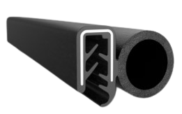 Push-On Trim Seal, Dual Durometer Sponge And Solid Rubber, Flexible Wire Core, For .110 In. To .130 In. Flange Thickness, Section No. Rs-438 (25 Ft. Coil)