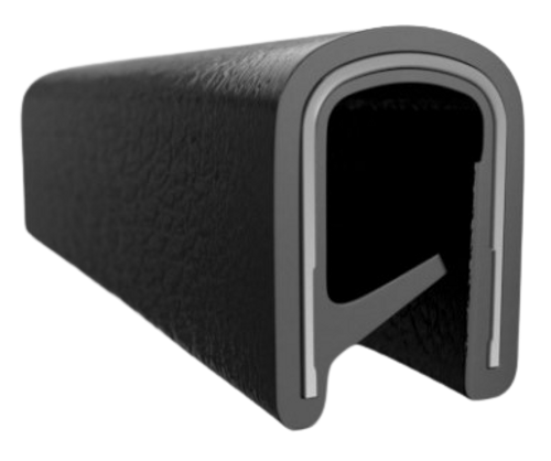 Quickedge Decorative Protective Trim With Metal Core, Black Sof-Tone, Special Single Lip Trim For 1/8 In. To 3/16 In. Edges, Grips Edges From .090 In. To .180 In. Thick (400 Ft. Full Carton Quantity)