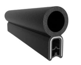Push-On Trim Seal, Dual Durometer Sponge And Solid Rubber, Flexible Wire Core, For .090 In. To .120 In. Flange Thickness, Section No. Rs-129 (25 Ft. Coil)