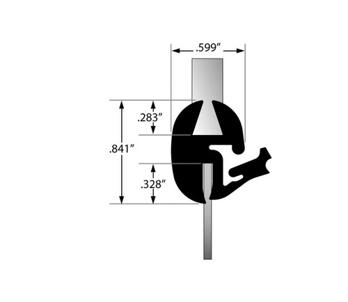 Self-Sealing Weatherstrip, As-893 For Use With 1/4 In. Glass Panel And 1/16 In. Body Panel
