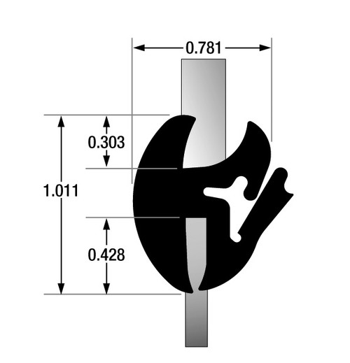 Cooper-Standard (StanPro) Self-Sealing Weatherstrip, As-987 For Use With 1/4 In. Glass Panel And 1/8 In. Body Panel - 1 AS 987 |Austin Hardware