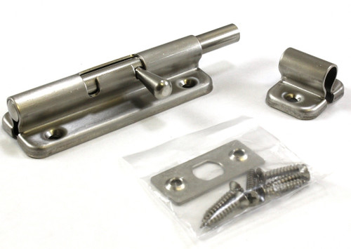 Spring loaded barrel bolt, stainless steel,  3 9/16 in.