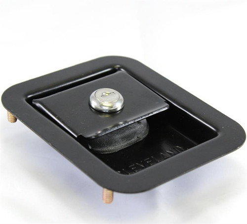 Paddle Handle, Flush, Key-Locking, Inside Handle, Rubber Seal, Mtg. Studs, 4.35" W x 5.33" H, Black Finish