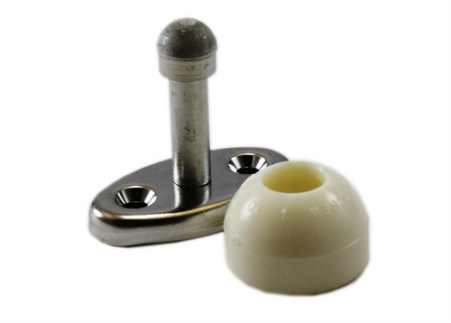 Door Holder, Plunger & Socket, 2-1/2 in. L, 30lbs., Polished SS