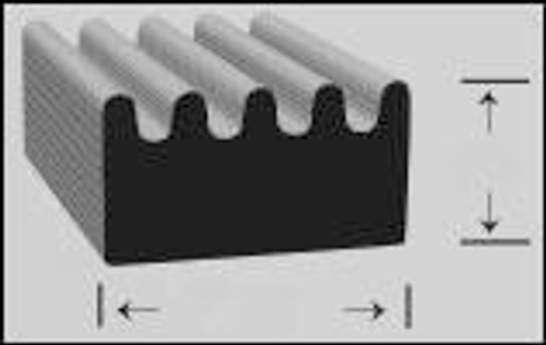 Ribbed, Epdm Rubber, 5/8 In. W X 3/8 In. H Overall