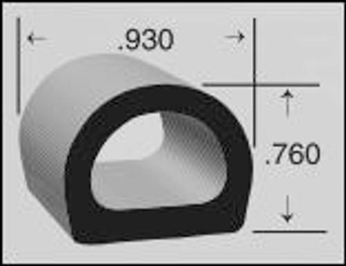 D-Shaped, Epdm Rubber, .930 In. W X .760 In. H