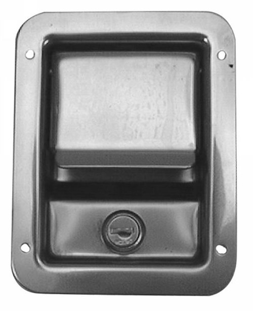 Eberhard Paddle Latch Kit, 2-Point Assembly, Key-Locking, 5-1/2 In. L X 4-1/4 In. W, (4) 11/64 In. Holes On 3-11/16 In. X 3-3/4 In. Centers, Low-Profile With Spring-Loaded Lever And Paddle, Set Up For Rod Or Cable Control Remote Actuation, Ss, Keyed 545 EMC 25-4974-51SS545 |Austin Hardware