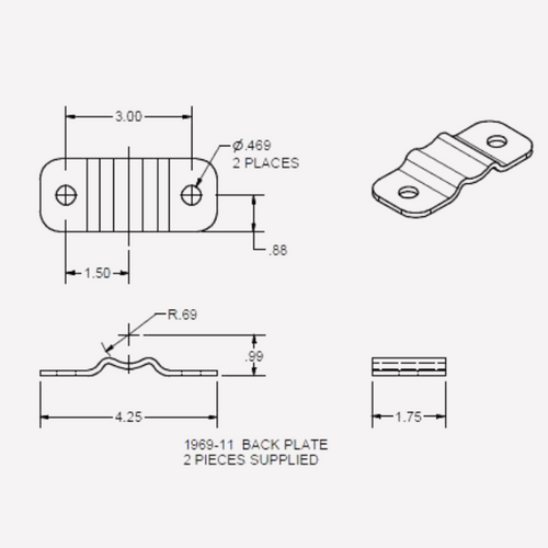 Bracket back plate for bar lock, zinc plated
