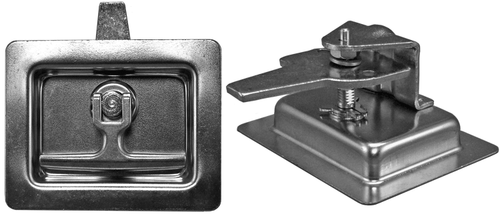 Flush, Folding "T" Latch, Non Key-Locking, 4-3/4 In. L X 3-3/4 In. W, With (4) 11/64 In. Dia. Mtg. Holes On 3-3/16 In. X 3 In. Centers, Zn, Lh