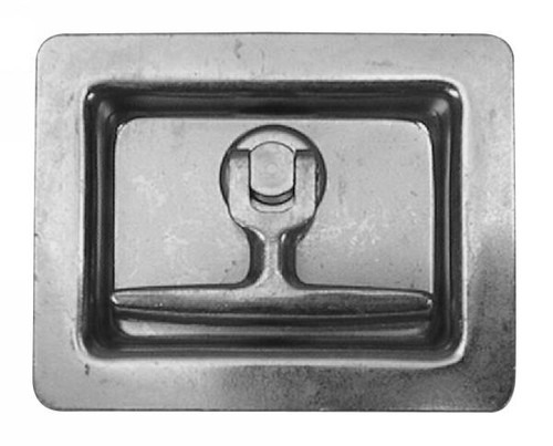 Eberhard Non-Locking Folding T-Handle In A Recessed Pan, Zinc Plated, Length 4.75 In., Width 3.75 In. Depth .75 In., 1 3/4 Long 5/16 In. Square Shaft EMC 5630-A ZN SC |Austin Hardware